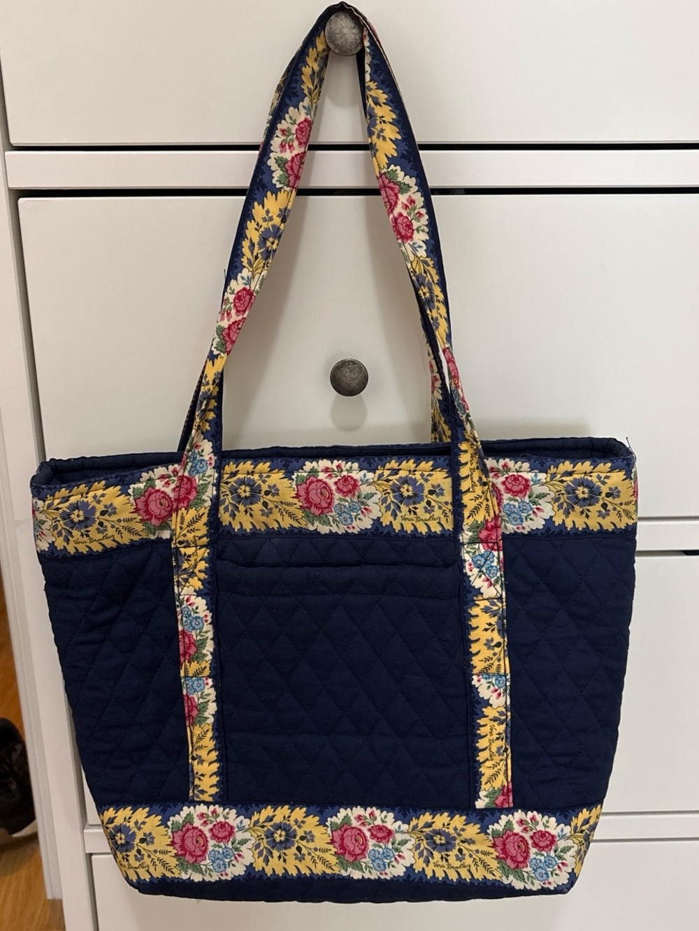 Vera Bradley Navy Floral-Trim Tote Bag